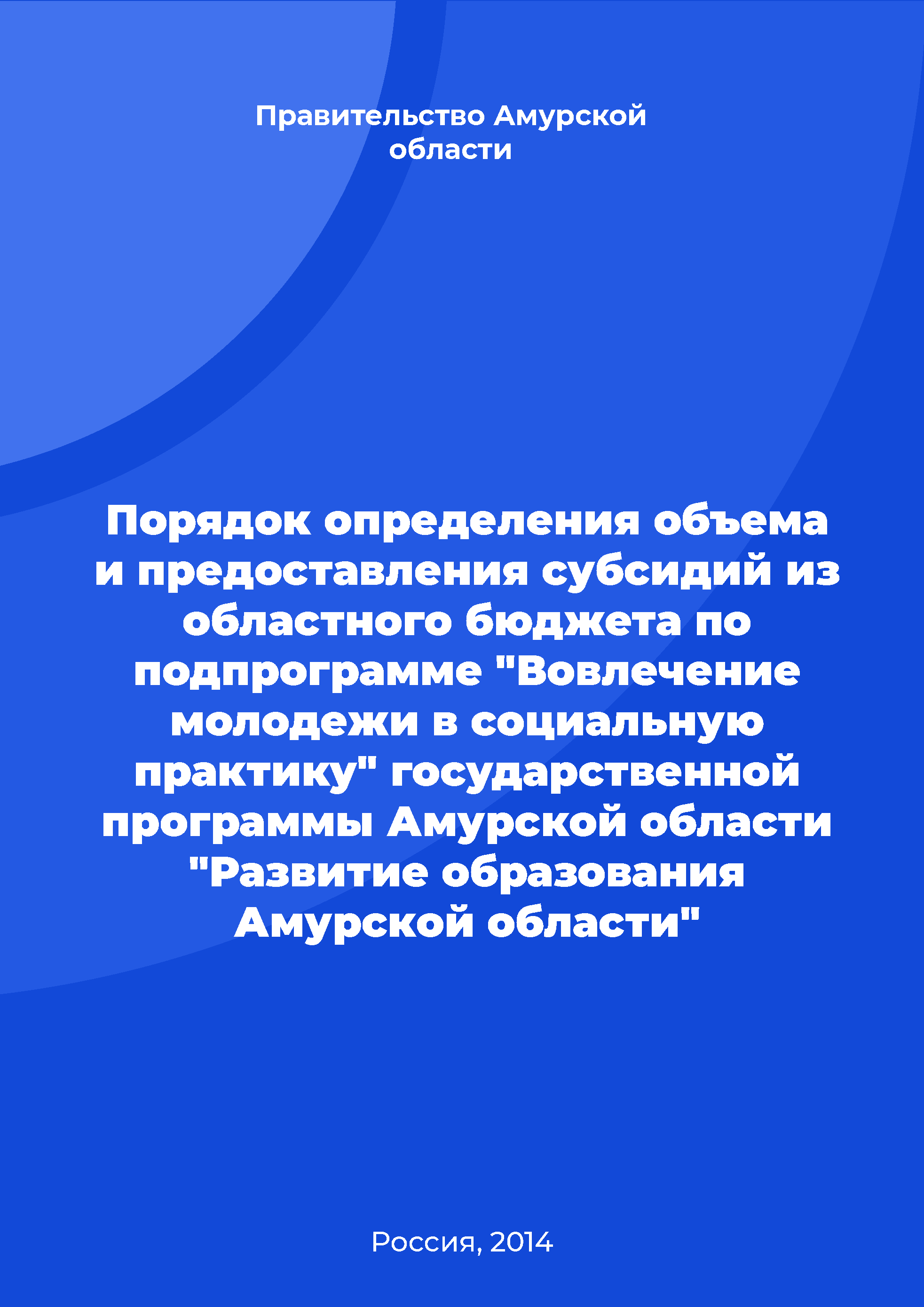 Procedure for determining the amount and granting subsidies from the regional budget under the subprogram "Youth involvement in social practice"of the state program of the Amur Region "Education development in the Amur Region"